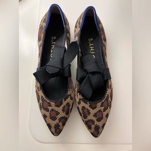 Rothy’s The Mary Jane Leopard Wildcat Point Flat Bow sz 9.5
